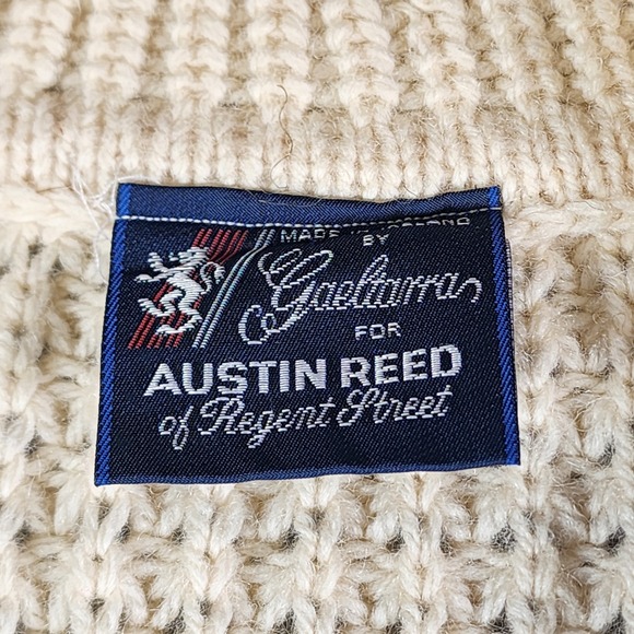 Gaeltarra For Austin Reed Chunky Knit Cardigan Button Men Size 40 Ivory New Wool - Picture 11 of 12